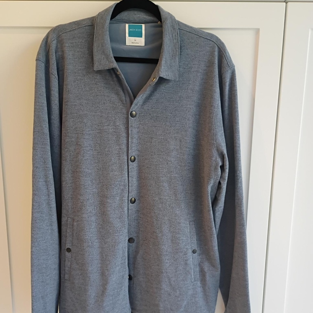 💋 JASON SCOTT COACH'S BUTTON DOWN JACKET SHIRT-GRAY *NWOT